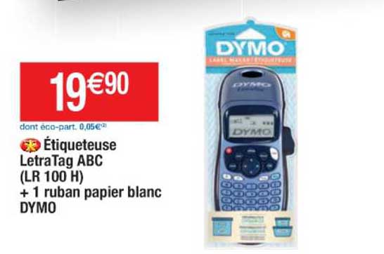 étiqueteuse letra tag abc (lr 100 h) + 1 ruban papier blanc dymo