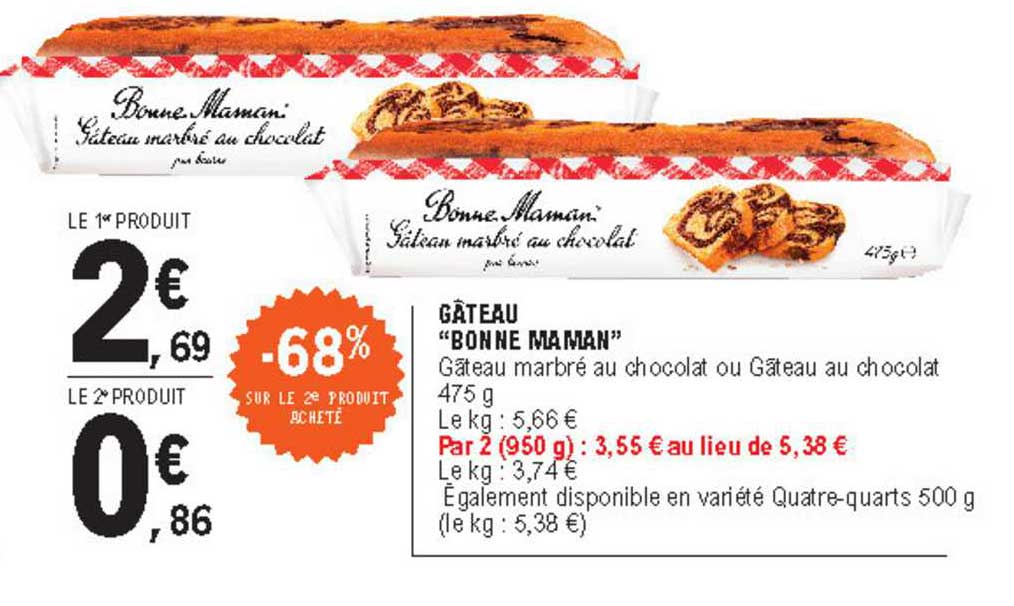 gâteau bonne maman -68% sur le 2e produit acheté