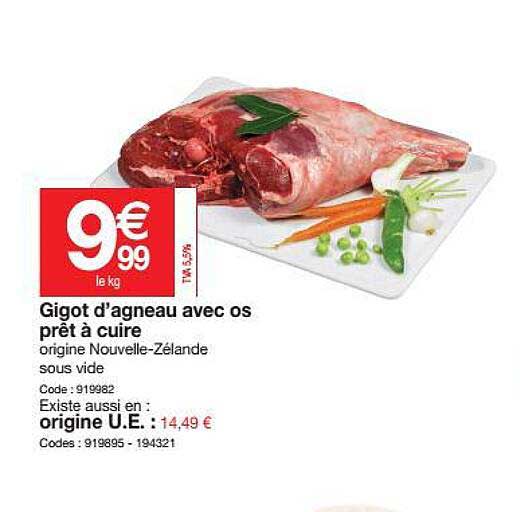 gigot d'agneau avec os prêt à cuire