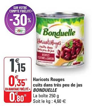 haricots rouges cuits dans très peu de jus bonduelle