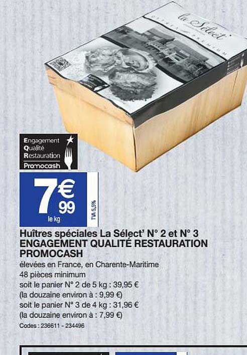 huîtres spéciales la sélect' n° 2 et  n° 3