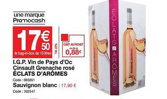 i.g.p. vin de pays d'oc cinsault grenache rosé éclats d'arômes