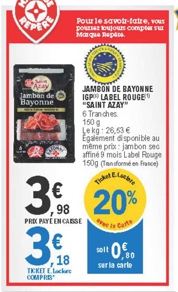 jambon de bayonne igp label rouge saint azay