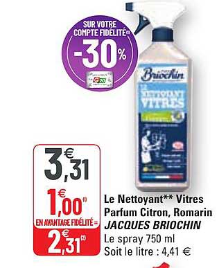 le nettoyant vitres parfum citron romarin jacques briochin