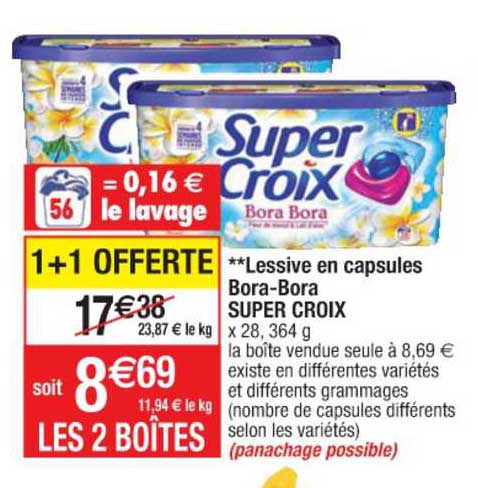 lessive en capsules bora-bora super croix