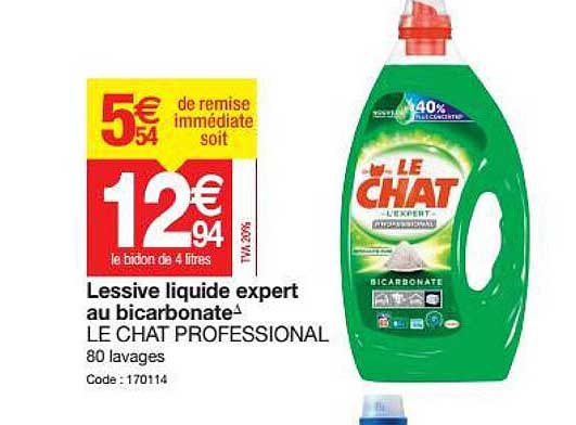 Lessive Liquide Expert Au Bicarbonate Le Chat Professional