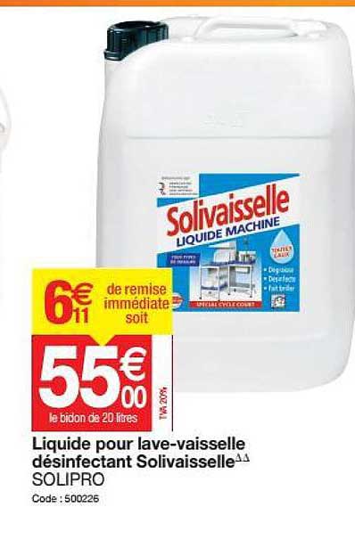 liquide pour lave-vaisselle désinfectant solivaisselle solipro