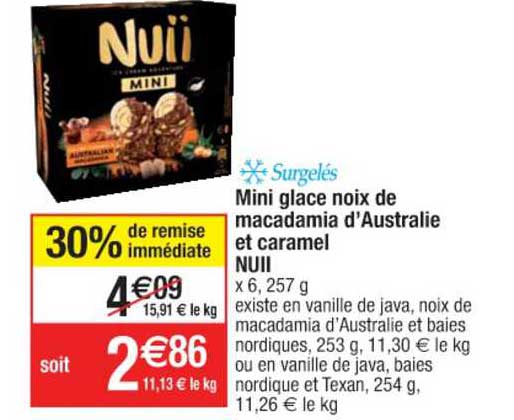mini glace noix de macadamia d'australie et caramel nuii