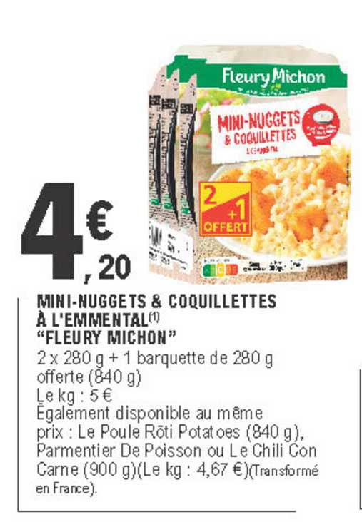 mini-nuggets & coquillettes à l'emmental fleury michon