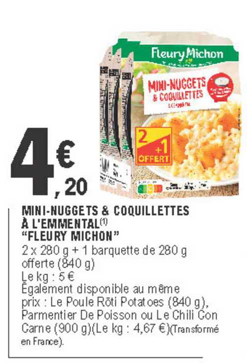 Mini-nuggets & Coquillettes à L'emmental Fleury Michon