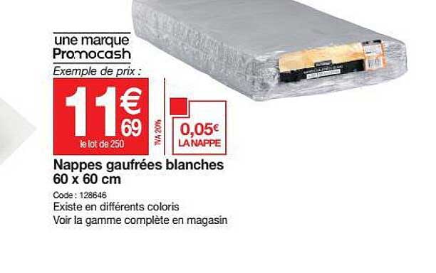 nappes gaufrées blanches 60 x 60 cm