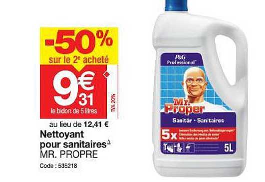 nettoyant pour sanitaires mr. propre -50% sur le 2e acheté
