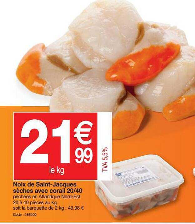 noix de saint-jacques sèches avec coreil 20 40