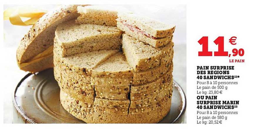 pain surprise des régions 40 sandwichs ou pans surprise marin 40 sandwichs