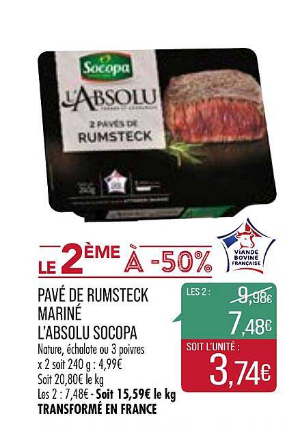pavé de rumsteck mariné l'absolu socopa