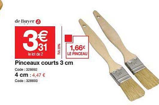 pinceaux courts 3 cm 4 cm