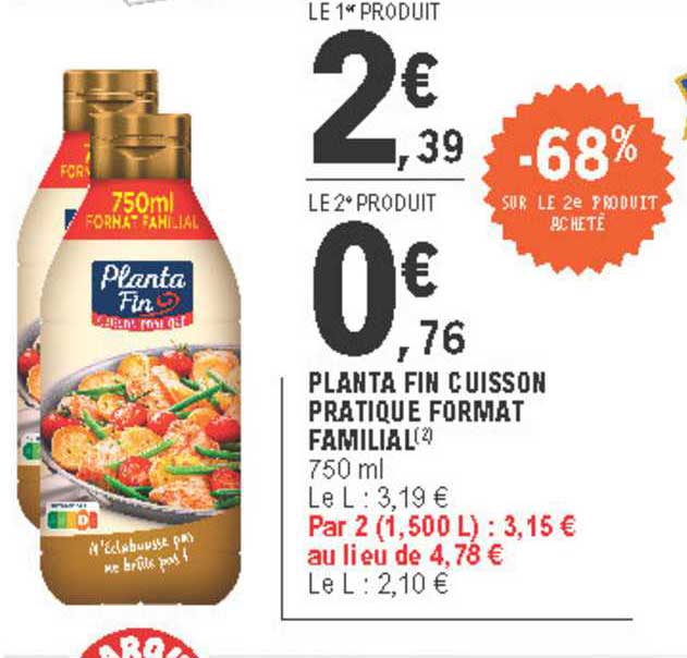 Planta Fin Cuisson Pratique Format Familial -68% Sur Le 2e Produit Acheté