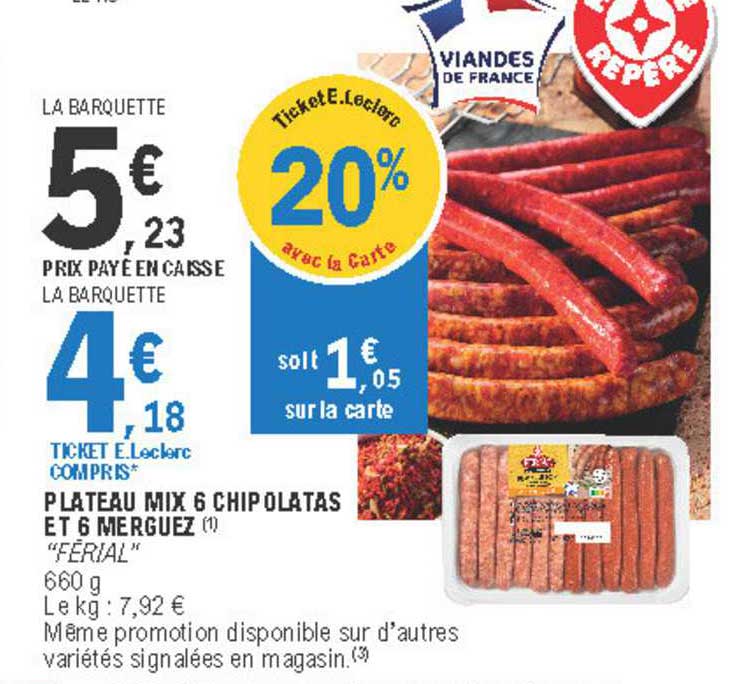 Plateau Mix 6 Chipolatas Et 6 Merguez Férial