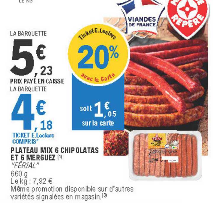 Plateau Mix 6 Chipolatas Et 6 Merguez Férial