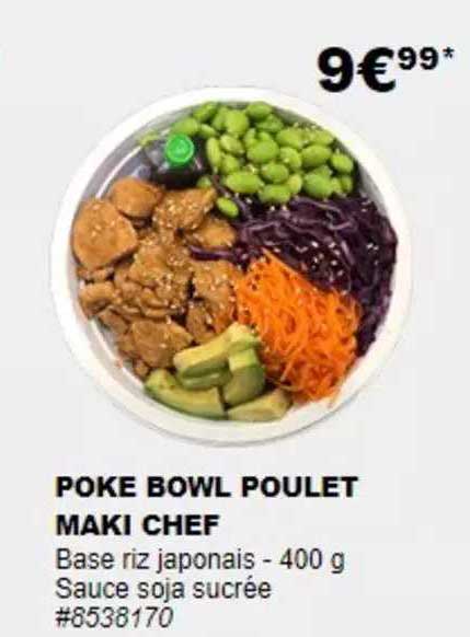 poke bowl poulet maki chef