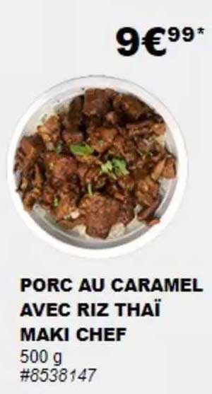 porc au caramel avec riz thaï maki chef