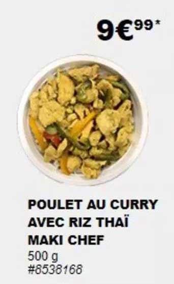 poulet au curry avec riz thaï maki chef