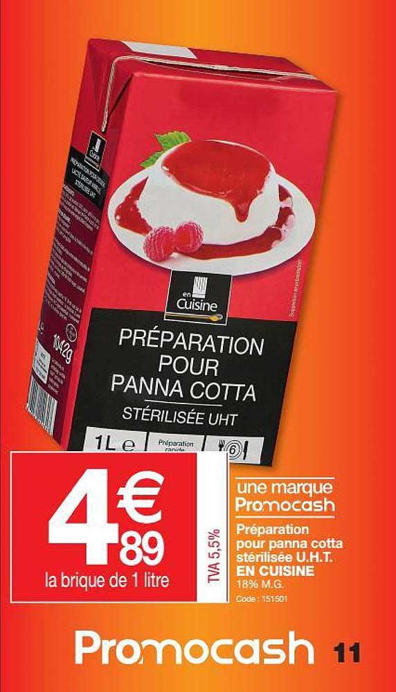 préparation poru panna cotta stérilisée u.h.t.