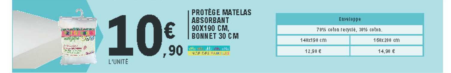 protège matelas absorbant 90x190 cm bonnet 30 cm