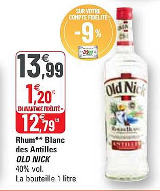 rhum blanc des antilles old nick