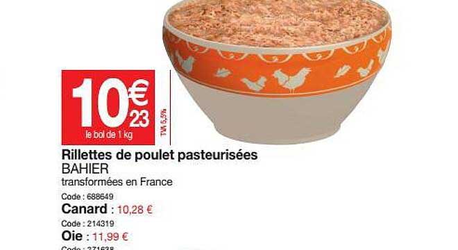 rillettes de poulet pasteurisées bahier