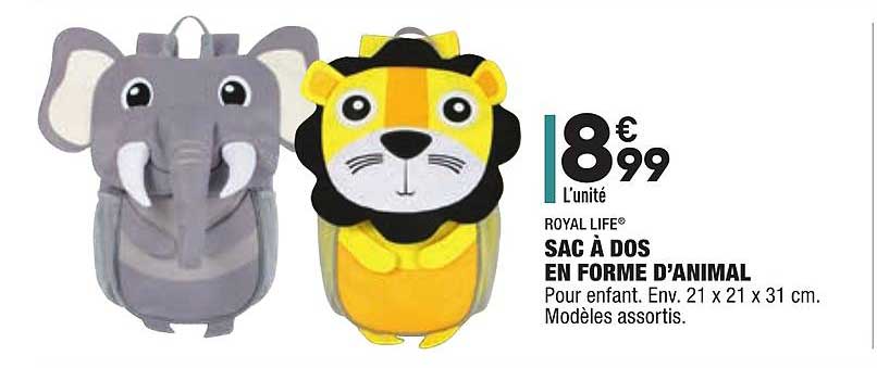 sac à dos en forme d'animal royal life