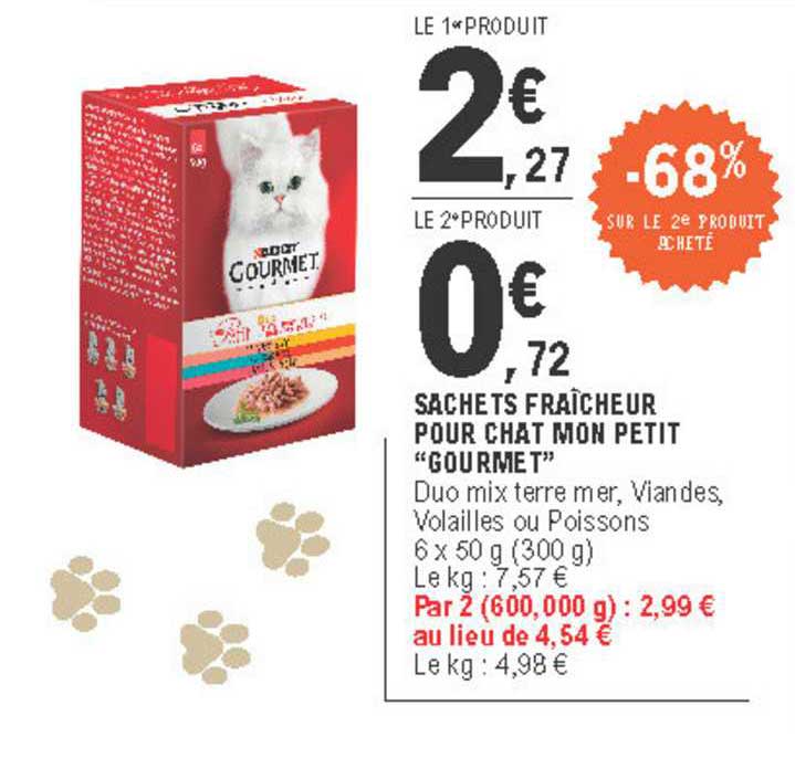 Sachets Fraîcheur Pour Chat Mon Peit Gourmet -68% Sur Le 2e Produit Acheté