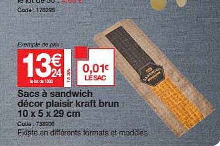 Sacs à Sandwich Décor Plaisir Kraft Brun 10 X 5 X 29 Cm