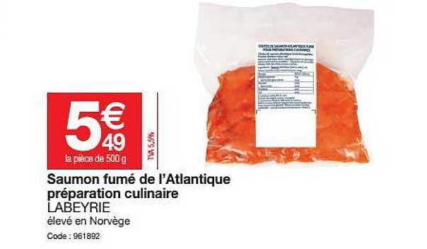 saumon fumé de l'atltantique préparation culinaire labeyrie