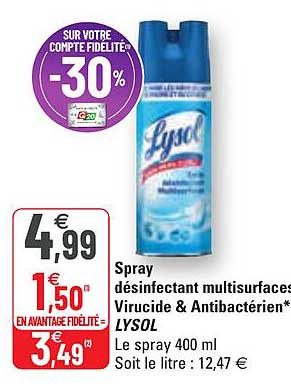 spray désinfectant multisurfaces virucide & antibactérien lysol