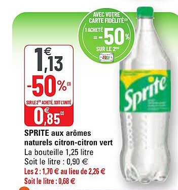 sprite aux arômes naturels citron-citron vert