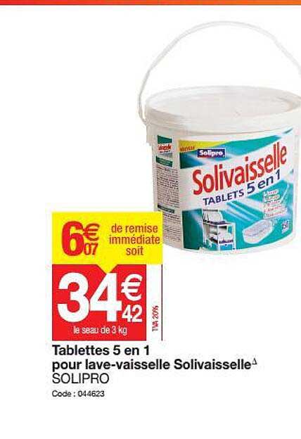 tablettes 5 en 1 pour lave-vaisselle solivaisselle solipro