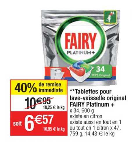 tablettes pour lave-vaisselle original fairy platinum +