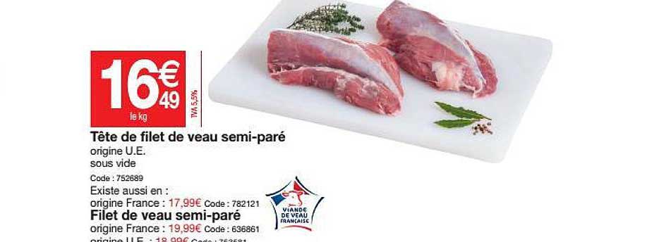 tête de filet de veau semi-paré