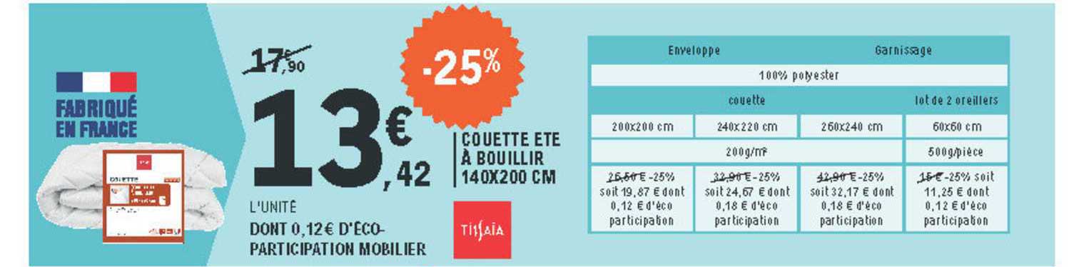 tissaia couette été à bouillir 140x200 cm