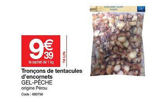 tronçons de tentacules d'encornets gel-pêche