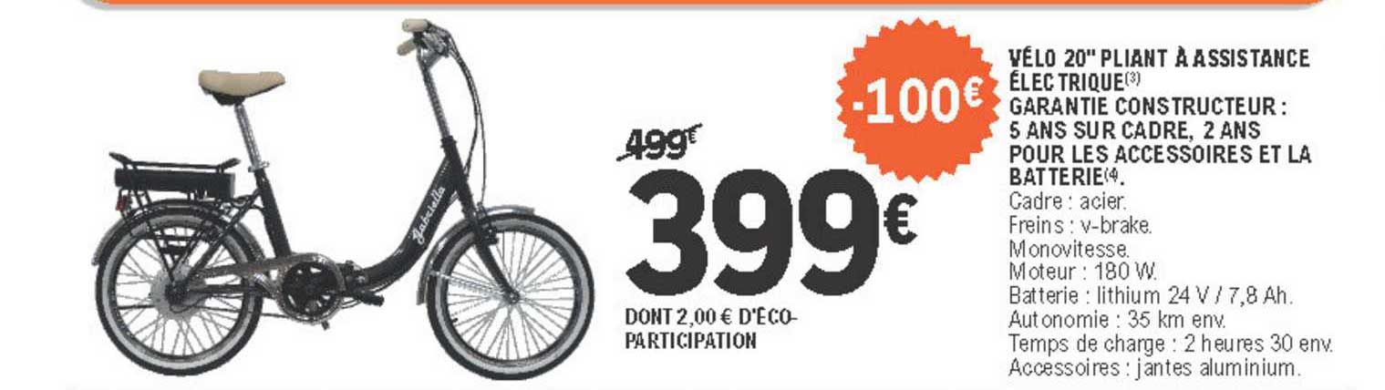 vélo 20'' pliant à assistance électrique