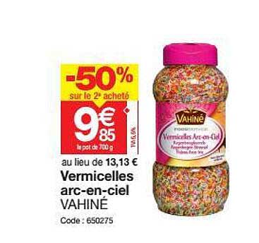 vermicelles arc-en-ciel vahiné -50% sur le 2e acheté