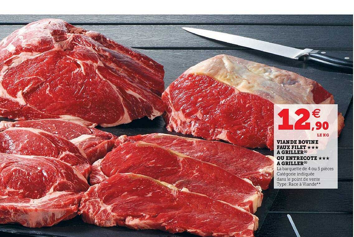Viande Bovine Faux Filet à Griller Ou Entrecôte à Griller