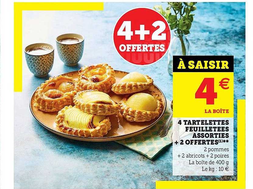 4 tartelettes feuilletées assorties + 2 offertes