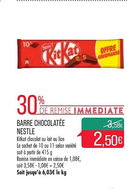 barre chocolatée nestlé