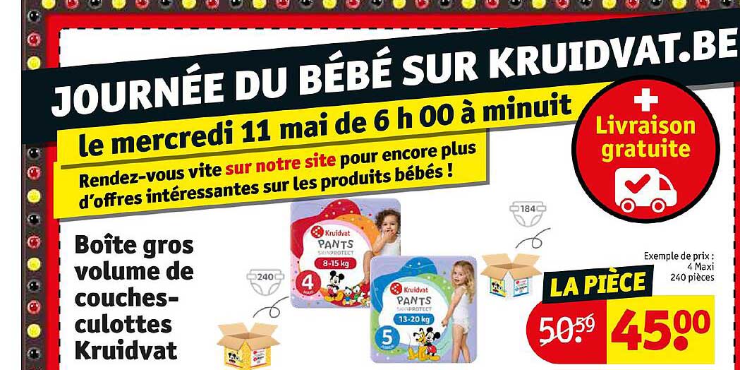 boîte gros volume de couches-culottes kruidvat