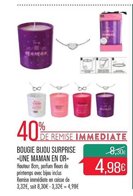 bougie bijou surprise "une maman en or"