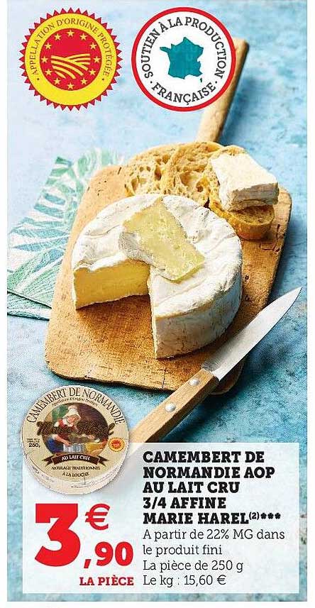 camembert de normandie aop au lait cru 3-4 affiné marie harel