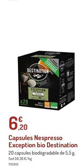 capsules nespresso exception bio destination